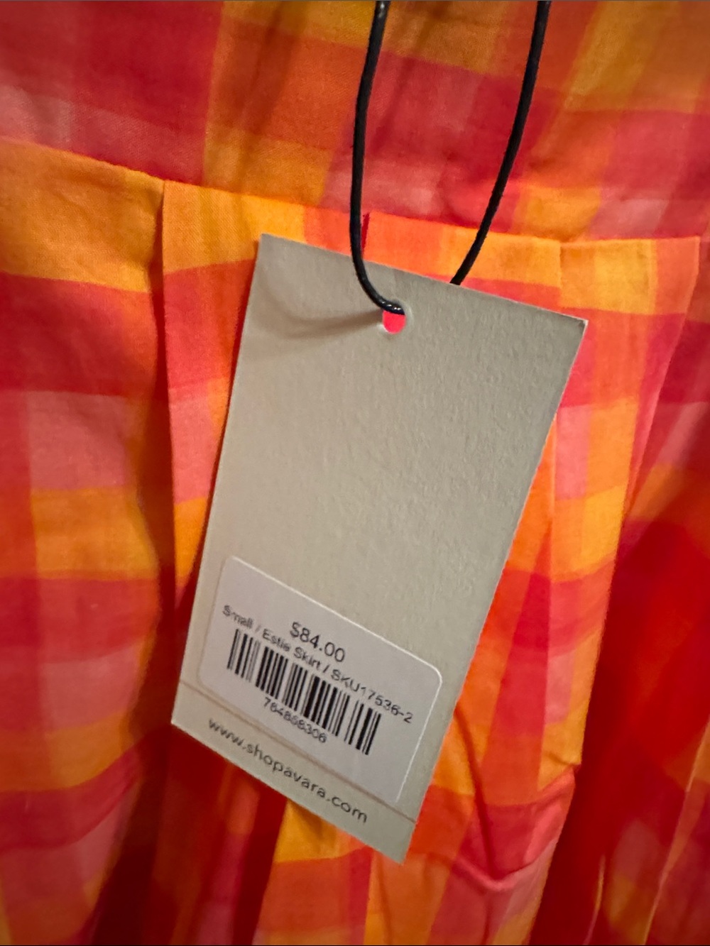 NWT Avara exclusive Estie High-Waist Plaid Maxi Skirt in Coral Pink Small - Picture 5 of 6